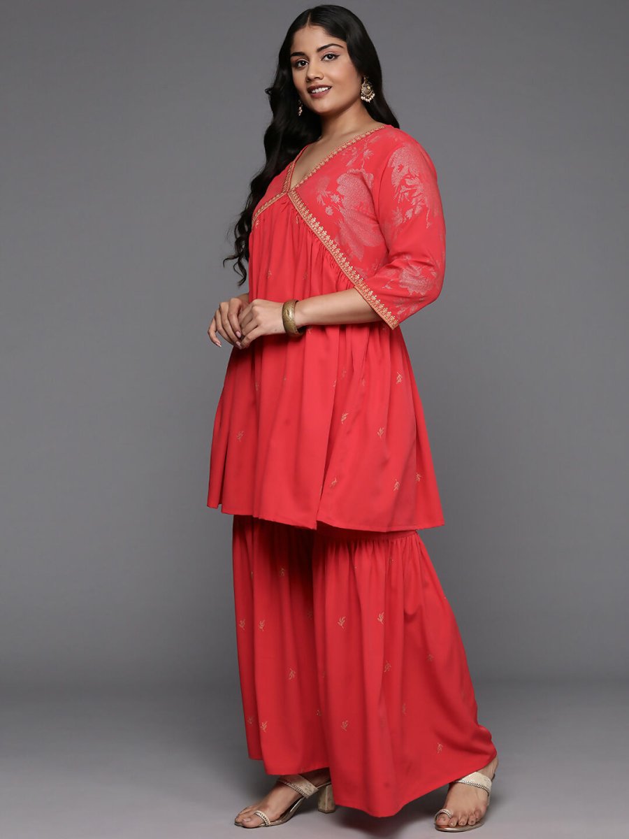 Ahalyaa Women's Traditional Wear Co-ords - Red | Grocsy
