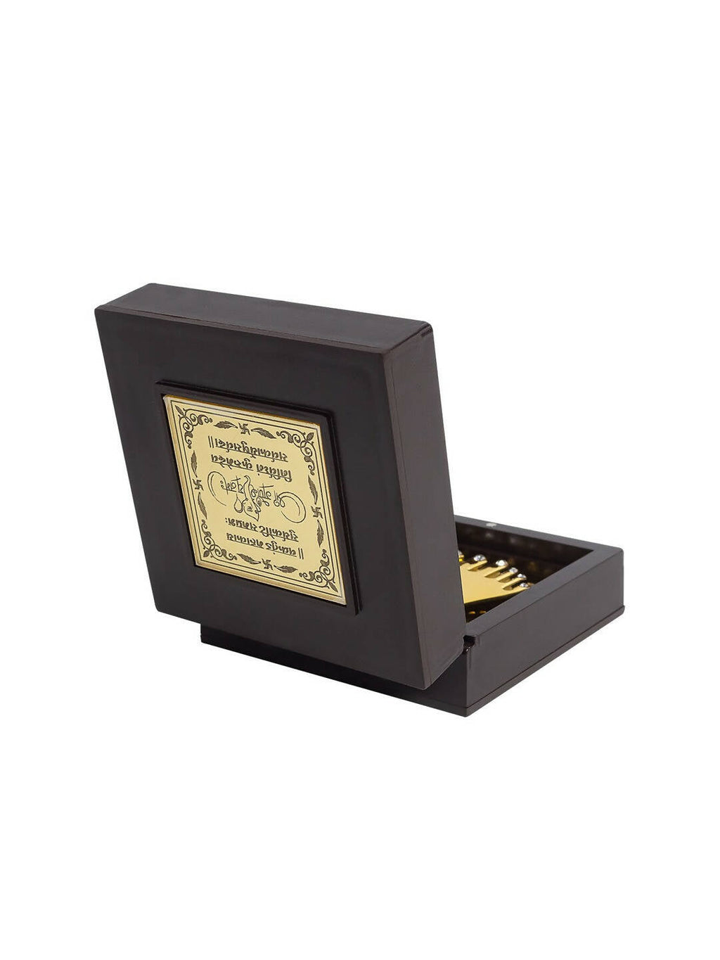 Golden Peacock Brown Wooden Ganesha Prayer Box | Grocsy