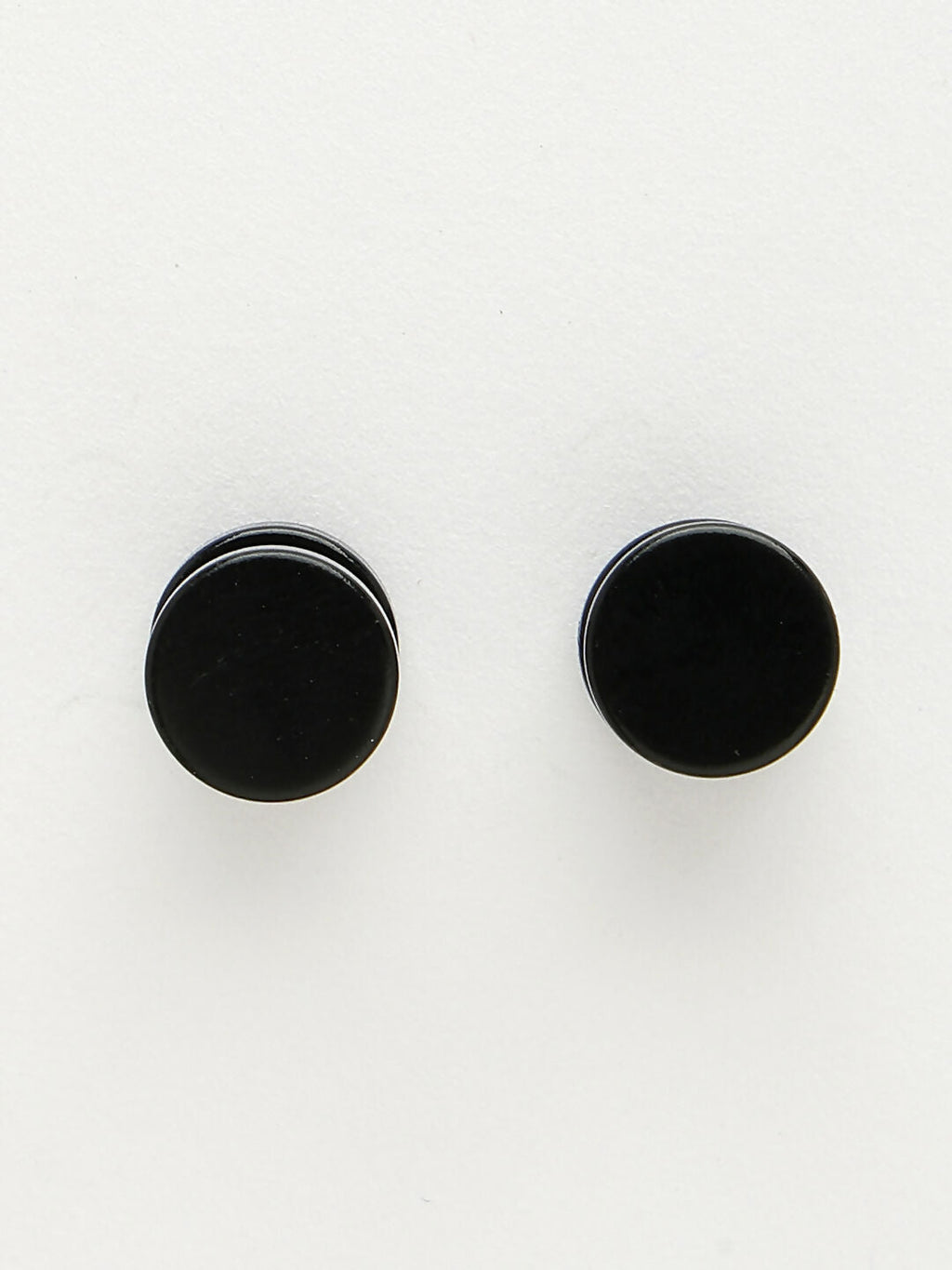 NVR Men's Black Rhodium-Plated Metal Studs Earring | Grocsy