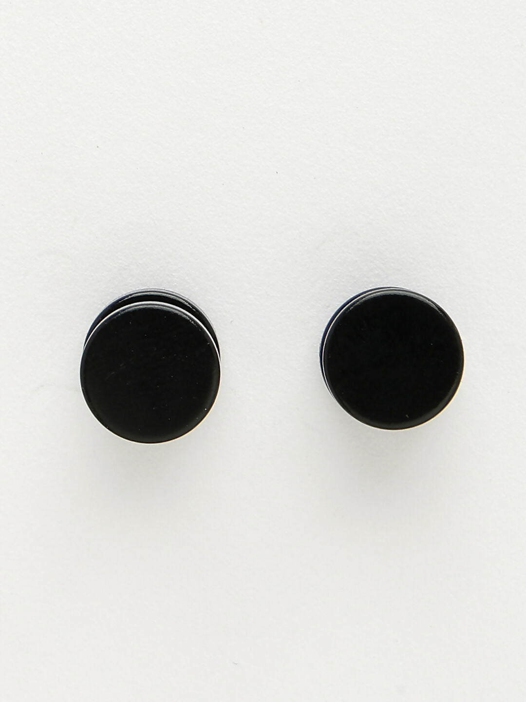 NVR Men's Black Rhodium-Plated Metal Studs Earring | Grocsy