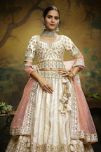 House of Panchhi Off White Pure Silk Moti & Zarkan heavy embroidery Lehenga choli & Dupatta | Grocsy