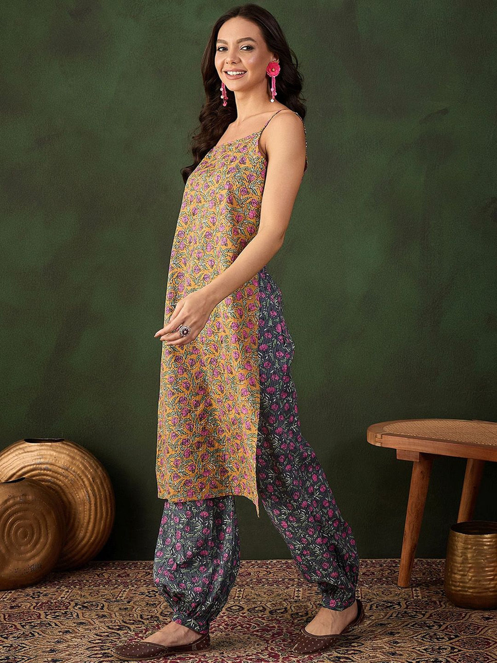 Sangria Printed Kurta With Trouser | Grocsy
