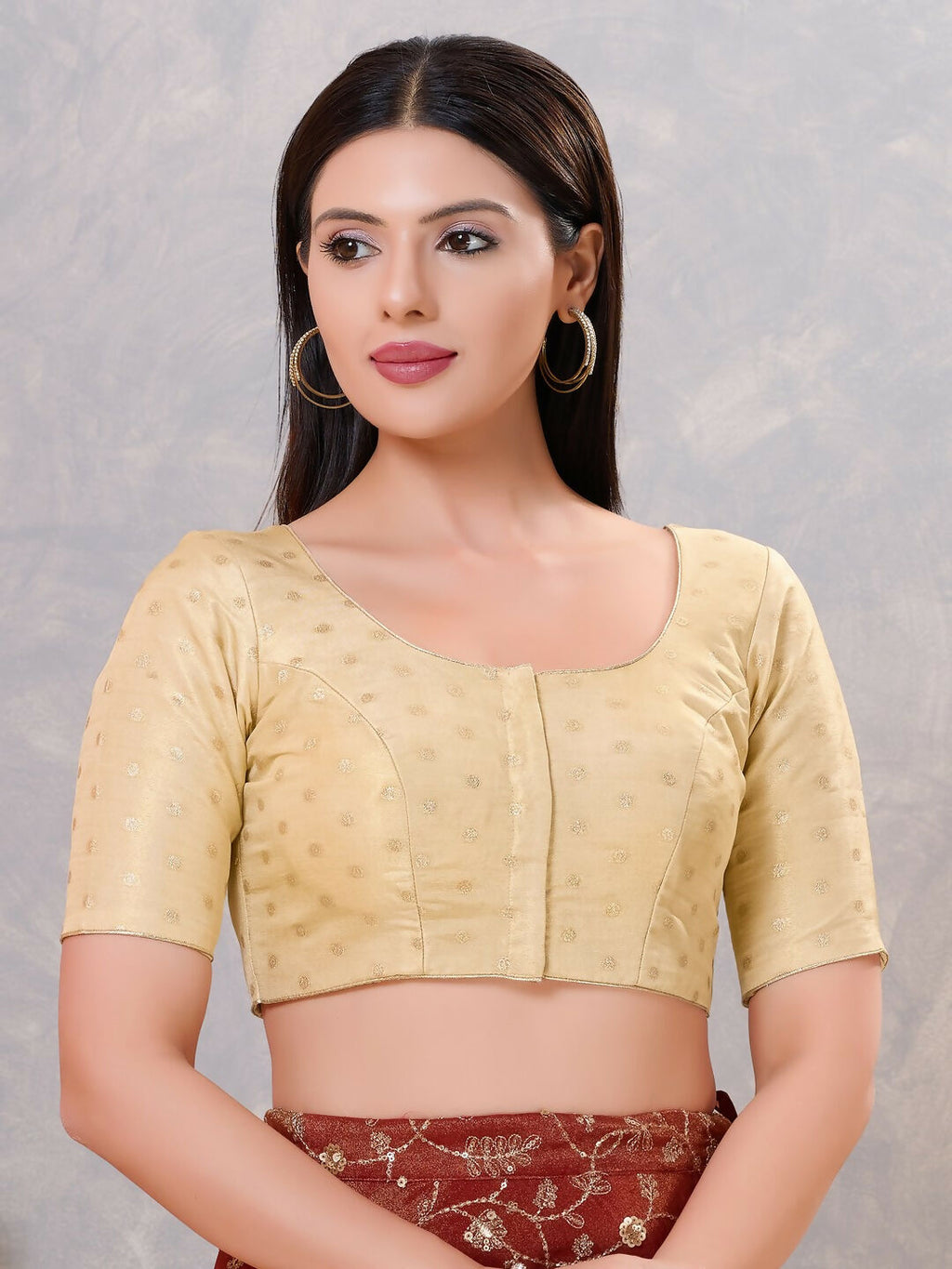 Joban Fashion Women Silk Light-Gold Stitched Blouse | Grocsy
