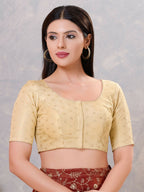 Joban Fashion Women Silk Light-Gold Stitched Blouse | Grocsy