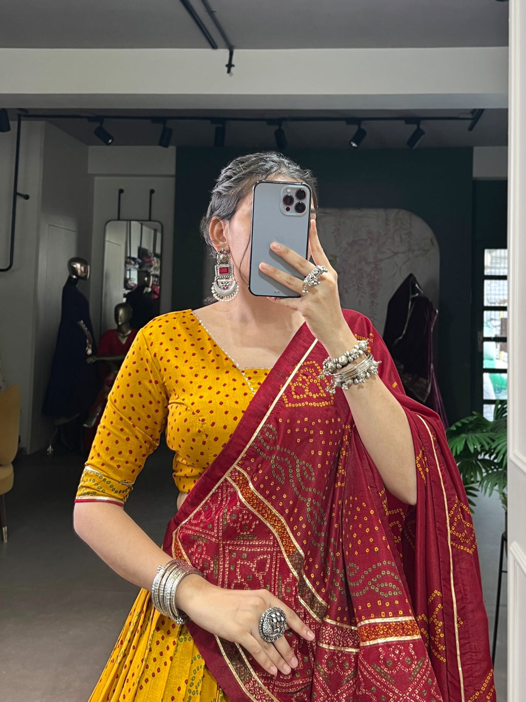 Lorenvalley Fashion Yellow Tasar Silk Bandhej Print With Gotta Patti Lace Touch Up Lehenga Choli with Dupatta | Grocsy