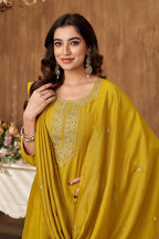 Anaita Yellow Anarkali Readymade Suit with Embroidery Work | Grocsy