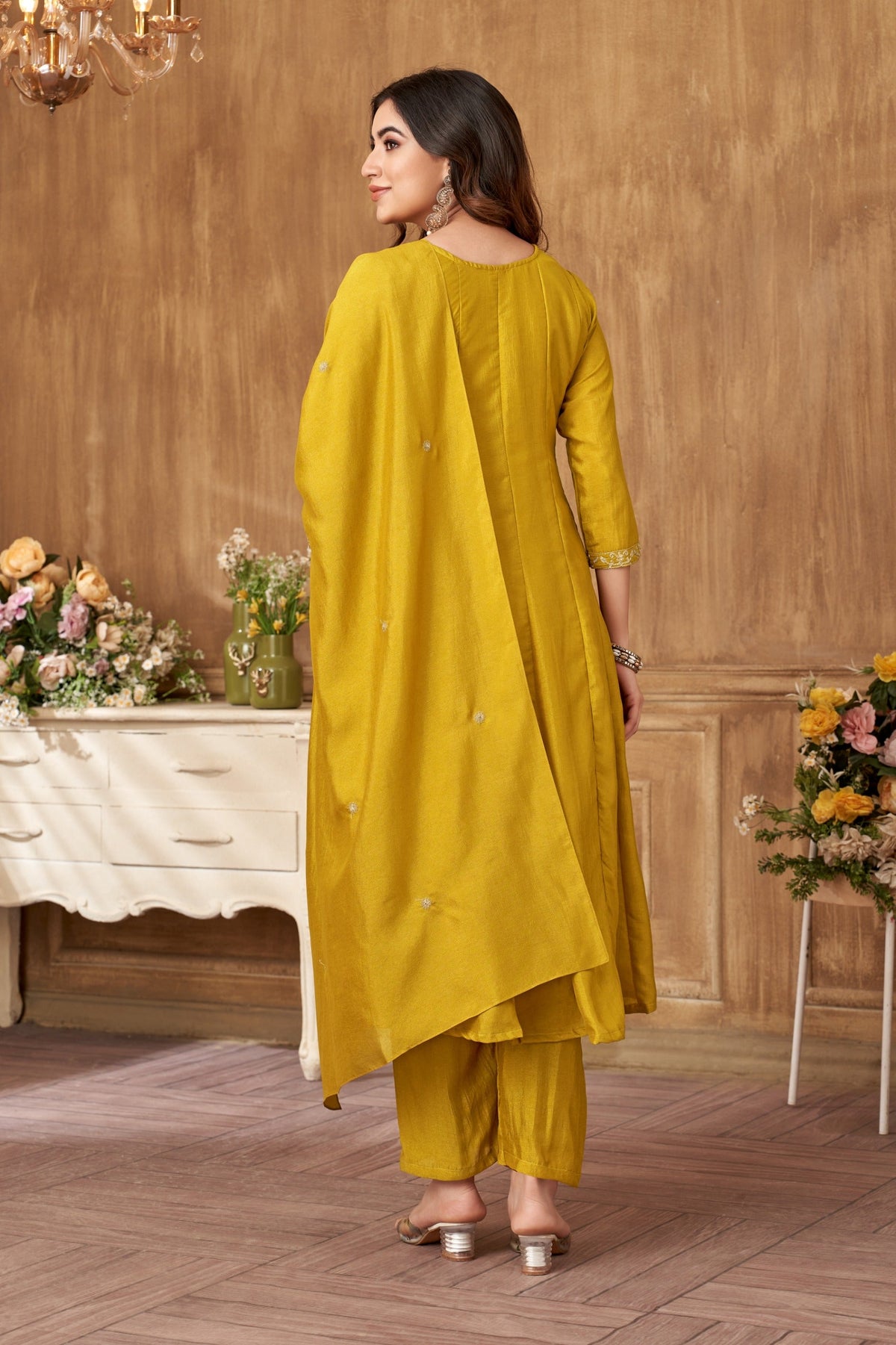 Anaita Yellow Anarkali Readymade Suit with Embroidery Work | Grocsy