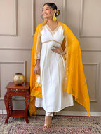 The52 Women's Gorgeous Embroidery Chandrei Fabric Straight Kurta, Pant and Dupatta Set | Grocsy