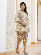 Yufta Yellow Gotta Patti Kurti with Dhoti Pants Set | Grocsy