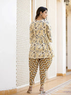 Yufta Yellow Gotta Patti Kurti with Dhoti Pants Set | Grocsy