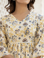 Yufta Yellow Gotta Patti Kurti with Dhoti Pants Set | Grocsy