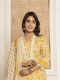 Yufta Yellow Floral_Print Cotton Straight Tassel Work Kurta And Trousers With Dupatta | Grocsy