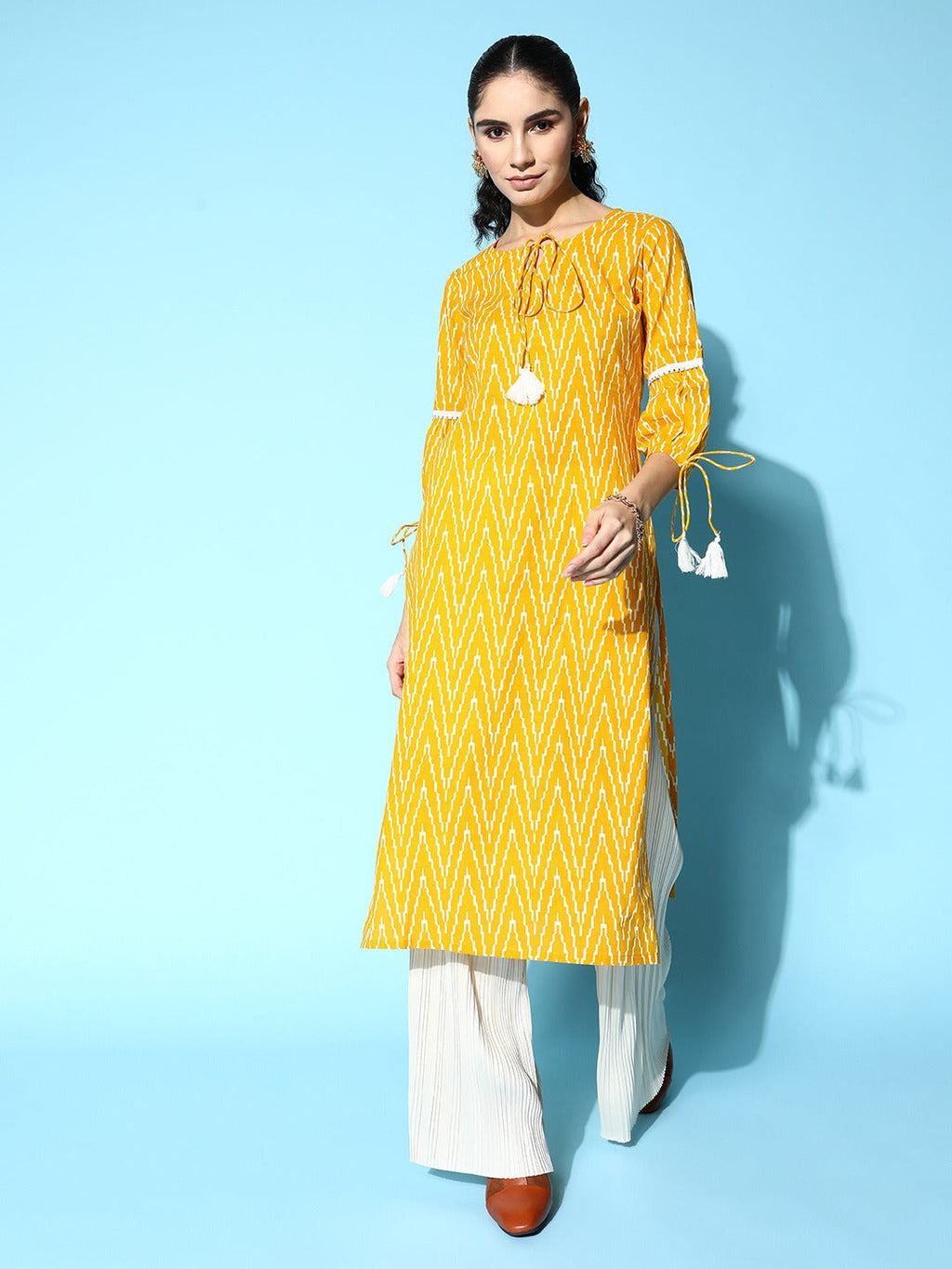 Yufta Yellow Printed Kurta | Grocsy