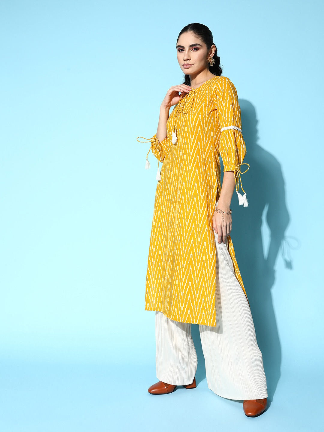 Yufta Yellow Printed Kurta | Grocsy