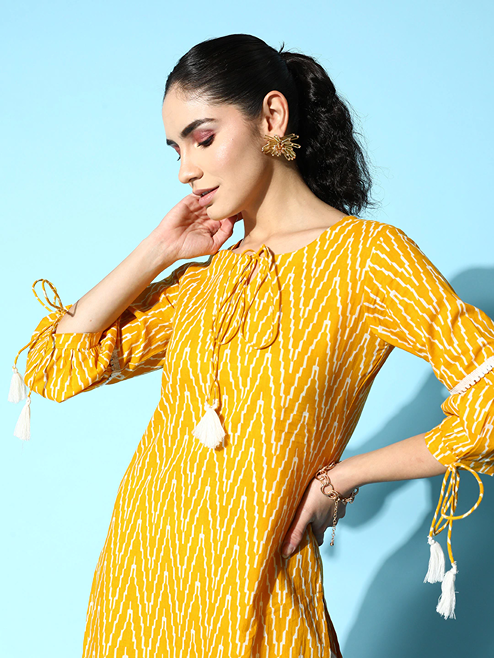 Yufta Yellow Printed Kurta | Grocsy