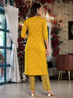 Yufta Yellow Pure Cotton Dori_Embroidery Kurta Trouser With Dupatta Set | Grocsy