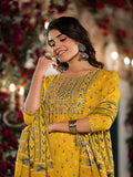 Yufta Yellow Pure Cotton Dori_Embroidery Kurta Trouser With Dupatta Set | Grocsy