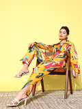 Yufta Yellow and Pink Printed Satin Co-Ords | Grocsy