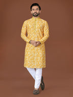Anaita Yellow Lucknowi Silk Straight Kurta | Grocsy