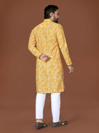 Anaita Yellow Lucknowi Silk Straight Kurta | Grocsy