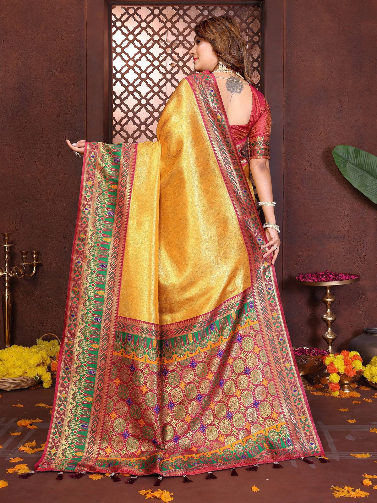 Anaita Banarasi Tissue Silk Saree | Grocsy
