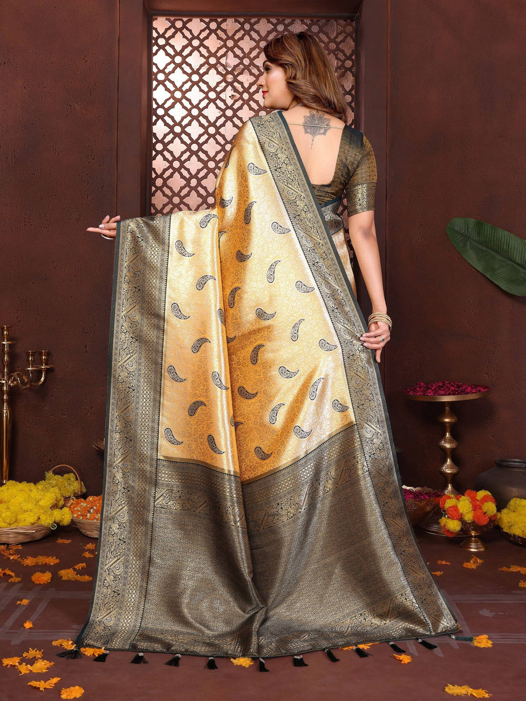 Anaita Banarasi Tissue Silk Saree | Grocsy