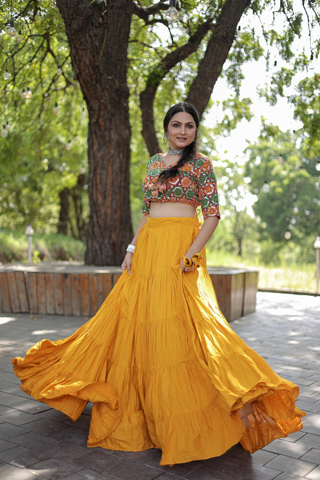 Lorenvalley Yellow Premium Rayon Lehenga with Georgette Embroidered Traditional Thread work Choli | Grocsy