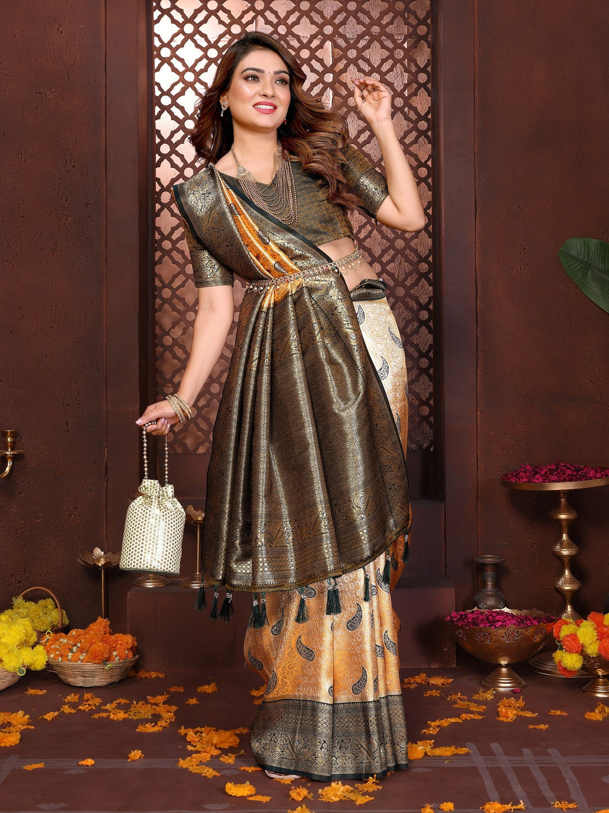 Anaita Banarasi Tissue Silk Saree | Grocsy
