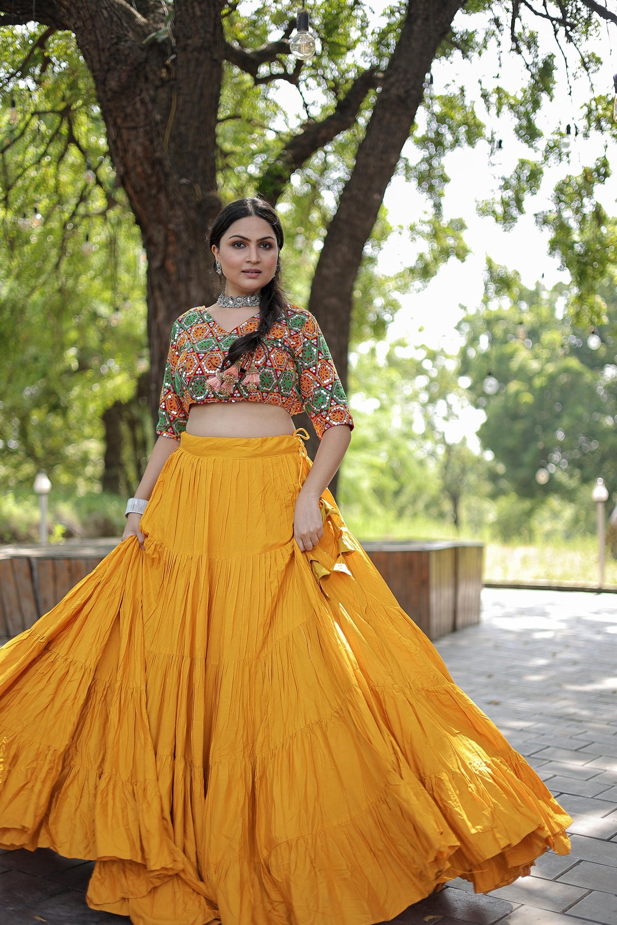 Lorenvalley Yellow Premium Rayon Lehenga with Georgette Embroidered Traditional Thread work Choli | Grocsy