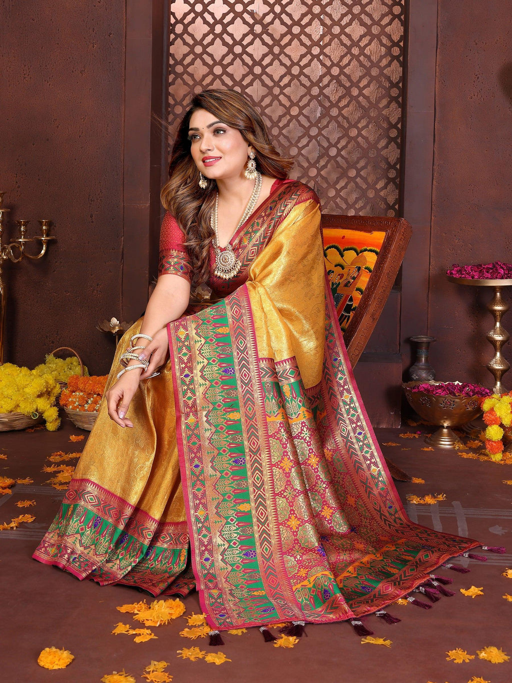 Anaita Banarasi Tissue Silk Saree | Grocsy