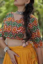 Lorenvalley Yellow Premium Rayon Lehenga with Georgette Embroidered Traditional Thread work Choli | Grocsy