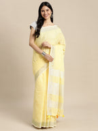 Anaita L Yellow Linen Saree With Blouse | Grocsy