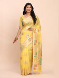 Anaita Yellow Linen Woven Work Saree With Blouse | Grocsy