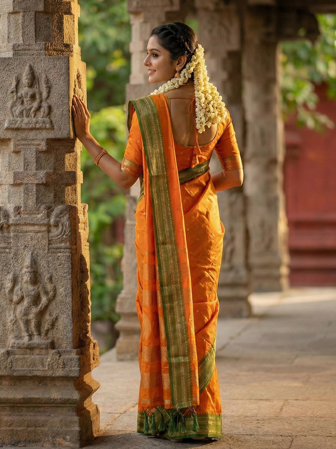 Anaita Yellow Silk Woven Saree With Blouse | Grocsy
