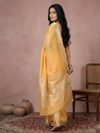 Anaita Yellow Cotton Saree With Blouse | Grocsy