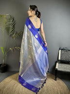 Joban Fashion Grey Intricate Zari Weaving Soft Silk Dharmavaram Saree | Grocsy