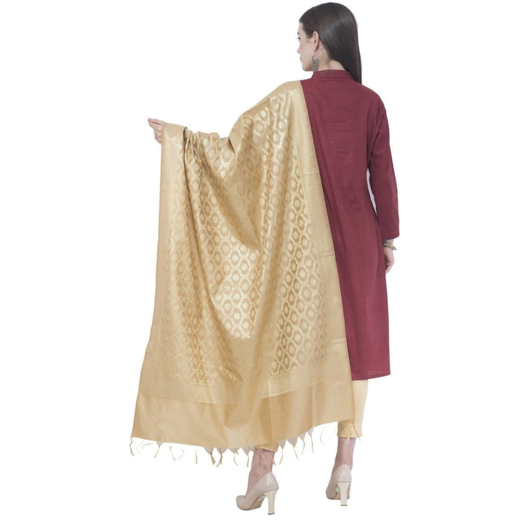 A R Silk Golden Color VNS Pastle Chanderi Cotton Dupattas and Chunnis | Grocsy