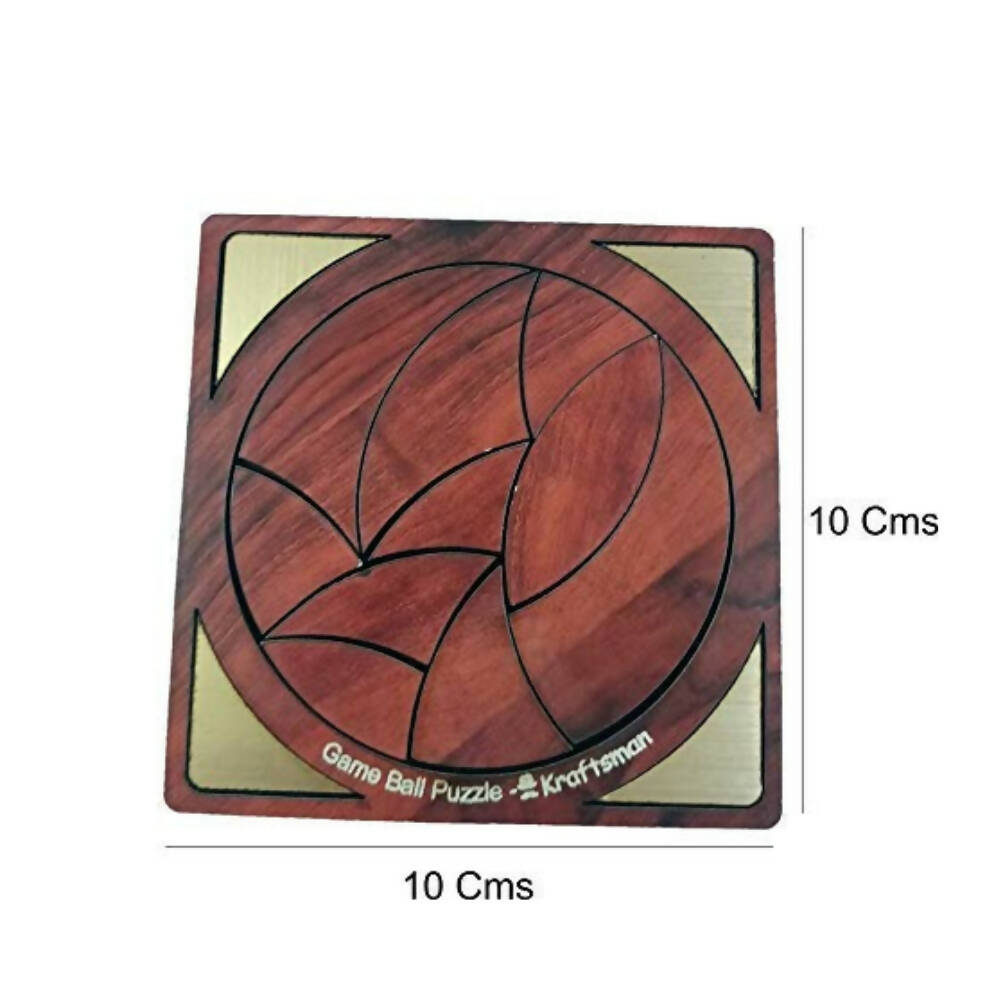 Kraftsman Portable Wooden Game Ball Puzzle | 10 Pieces Puzzle for Kids and Adults | Travel Pouch Included | Grocsy