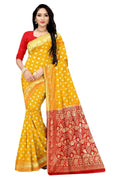 Vamika Mustard Weaving Banarasi Jacquard Saree | Grocsy