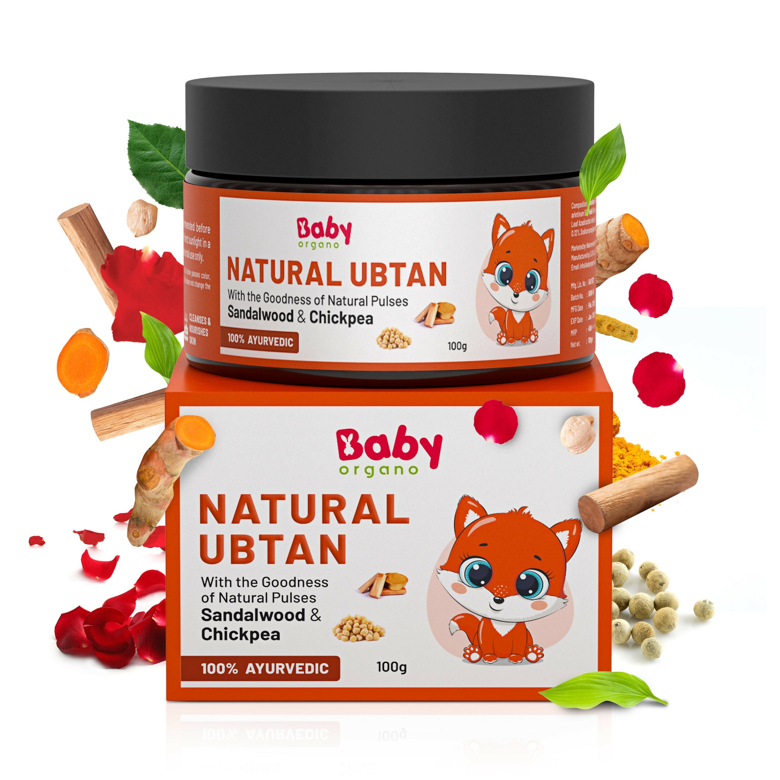 Babyorgano Natural Ubtan Face Pack, Skin Lightening and Tan Removal For Babies | Grocsy