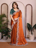Teeya Creation New Trendy Stylish Party Wear Silk Saree-Orange | Grocsy