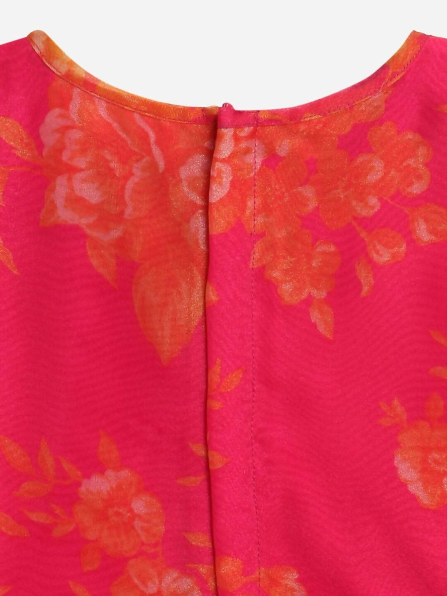 Ahalyaa Pink Organza Digital Print Kids Lehenga Choli For Girls | Grocsy