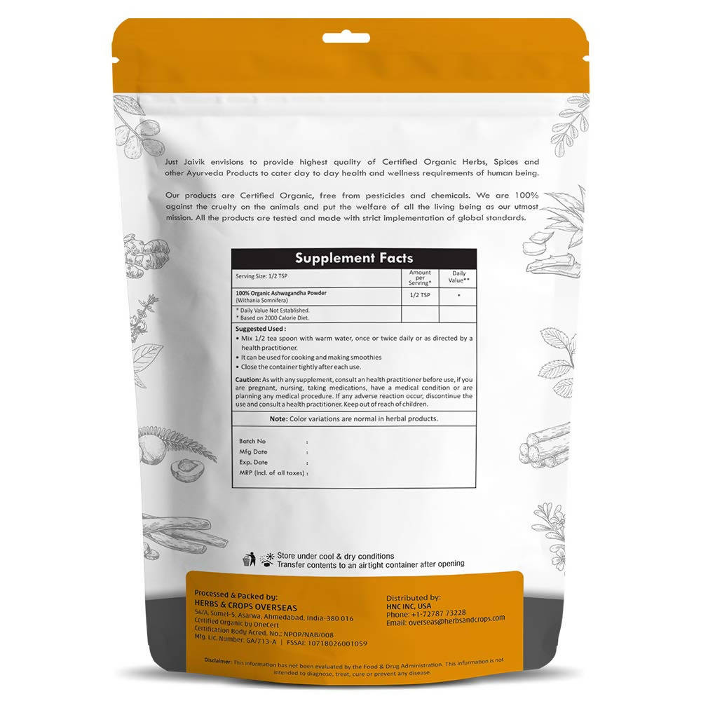 Just Jaivik Organic Ashwagandha Powder | Grocsy