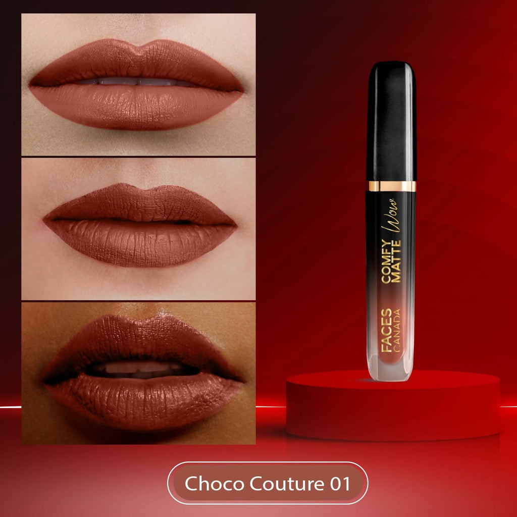 Faces Canada Comfy Matte Wow Liquid Lipstick - Choco Couture 01 | Grocsy