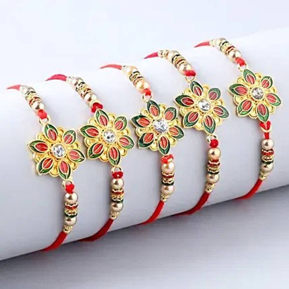 Alluring Meenakari Set of 5 Rakhi | Grocsy
