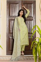 Kaajh Women's Green Printed Modal Silk Suit Set | Grocsy