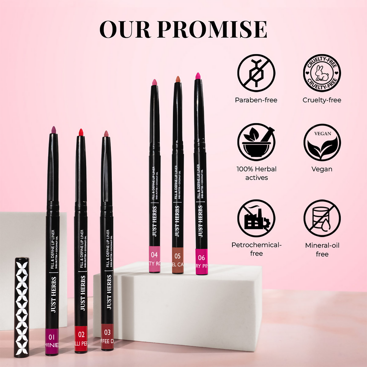 Just Herbs Fill & Define Lip Liner - Fiery Pink | Grocsy