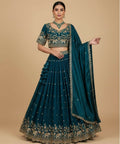 Lehenga Mart Tealblue Vichitra Silk Designer Bollywood Style Wedding Wear Lehenga Choli | Grocsy