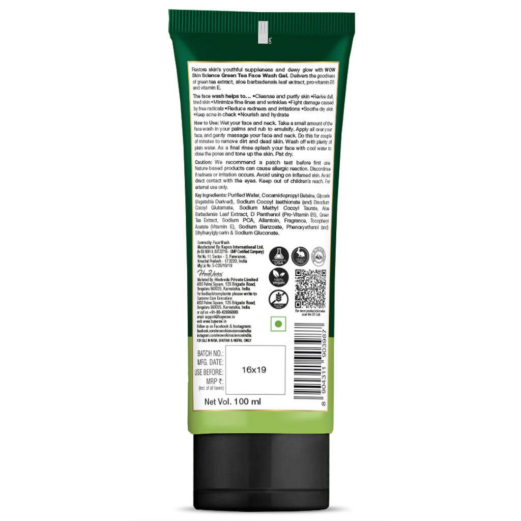 Wow Skin Science Green Tea Face Wash Gel | Grocsy
