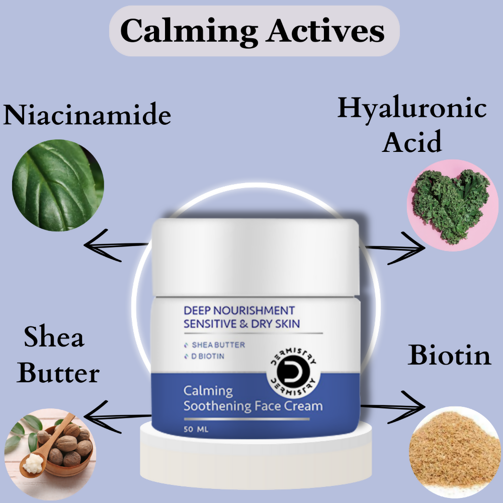 Dermistry Sensitive & Dry Skin Care Deep Nourishment Calming Soothing Face Cream Shea Butter Biotin | Grocsy